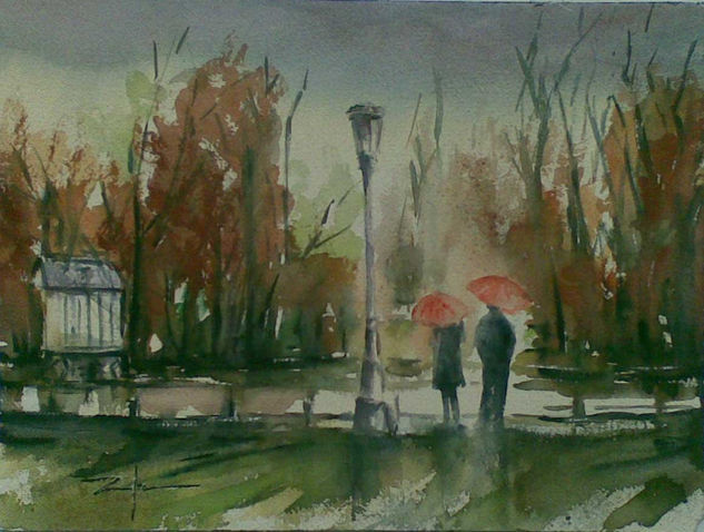 LLUEVE EN EL PARQUE Watercolour Paper Landscaping