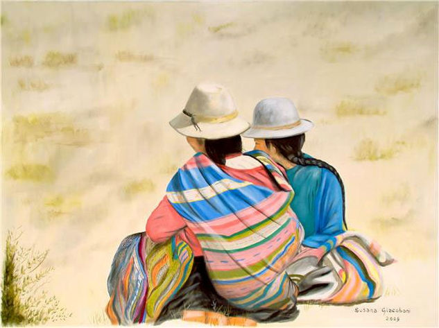 Mujeres del Altiplano Oil Canvas Figure Painting