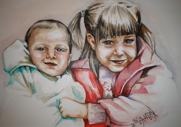 HERMANOS Watercolour Paper Portrait