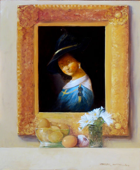 bodegón con retrato Oil Panel