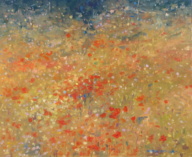 campo en primavera Oil Panel