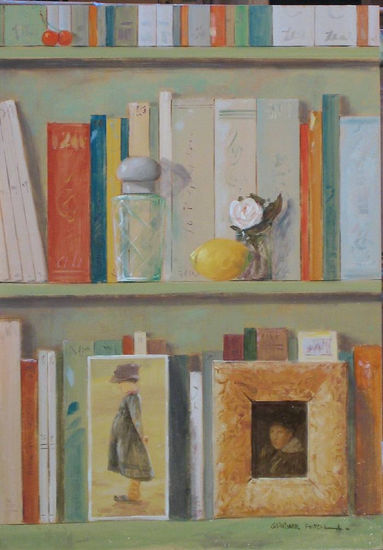 libreria con retratos Oil Panel