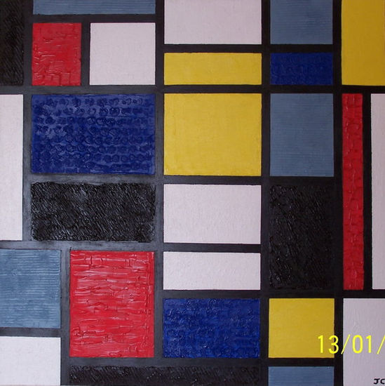 Mondrian matérico Acrílico Tabla Otros