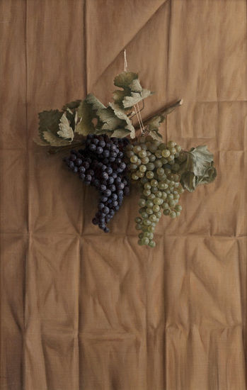 Uvas sobre papel Oil Panel Still Life Paintings