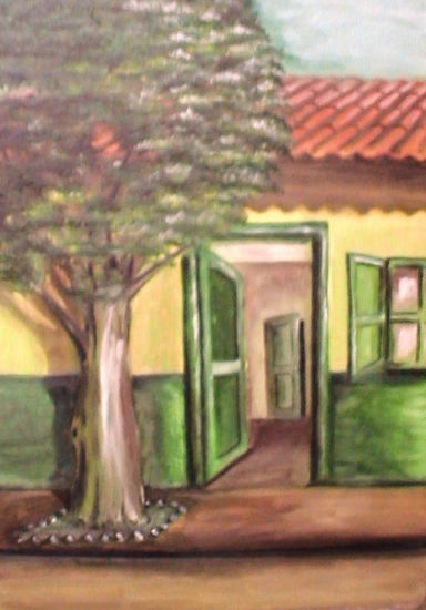 Casa de pueblo Oil Canvas Landscaping