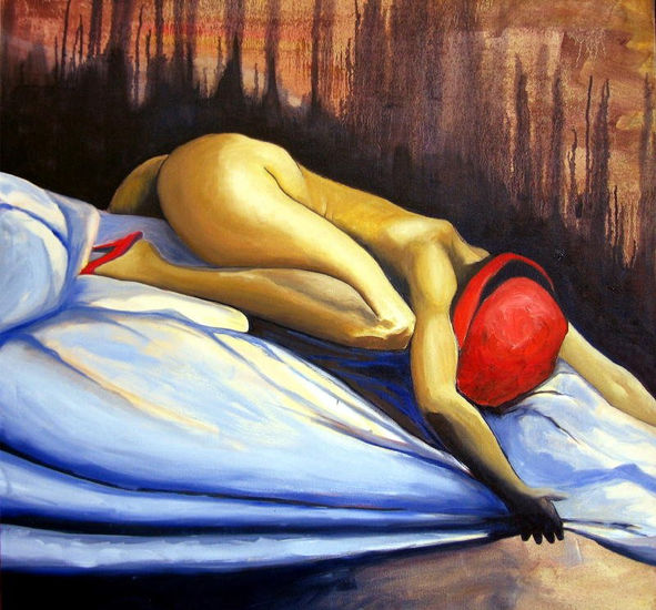 Mujer de Sombrero Rojo Oil Canvas Nude Paintings