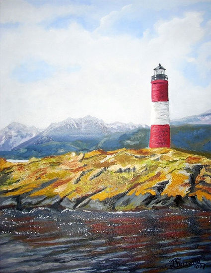 Faro Les Eclaireurs Oil Canvas Marine Painting