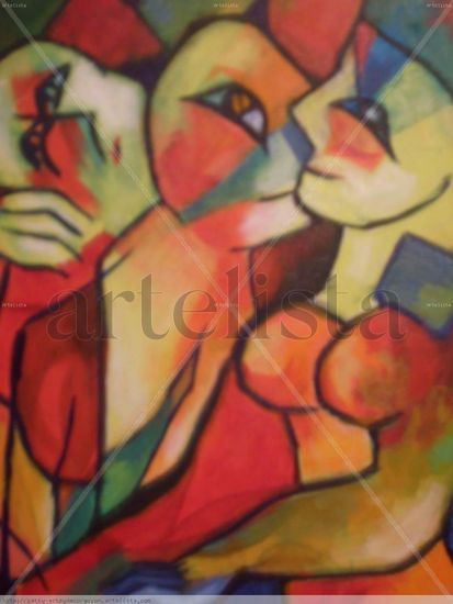 MUJERES Oil Textile Figure Painting