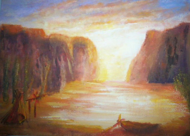 Atardecer en el Valle de Yosemite Oil Paper Landscaping