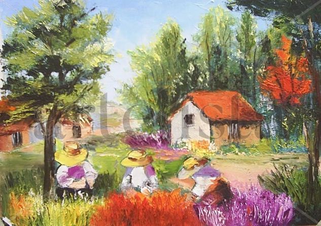 recolectoras de flores Oil Canvas Landscaping