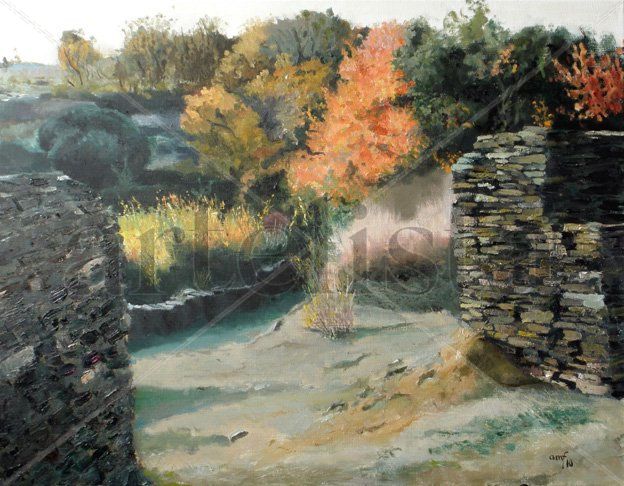 Otoño y pizarra Oil Canvas Landscaping