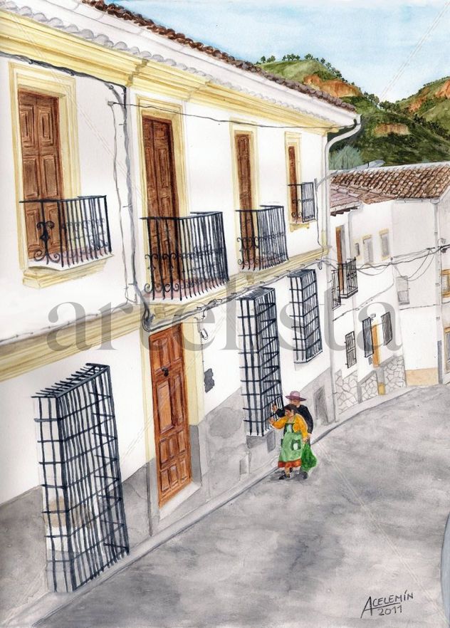 Casa Valentín (Enguídanos - Cuenca). Acuarela 41x32 cm
