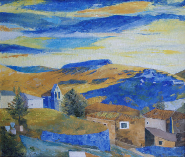Vista de mi pueblo Oil Canvas