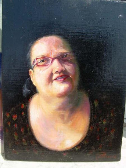 Auto retrato de Carmen Luna Oil Panel Portrait