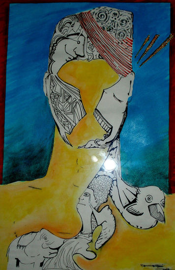 hombre deslocado Mixed Media