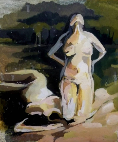 Agua de Mayo Oil Panel Nude Paintings