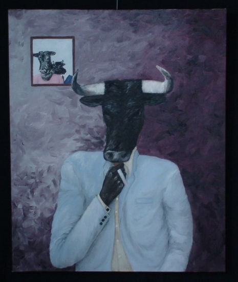 Torito guapo (Toro de familia) Óleo Lienzo Retrato