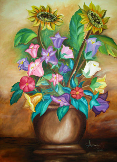 Xarrón con flores Oil Canvas Floral Painting