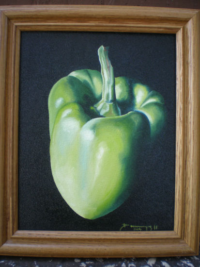 " GREEN PEPPER " Óleo Lienzo Bodegones