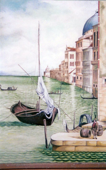 " VENECIA CHANNEL " Óleo Lienzo Paisaje