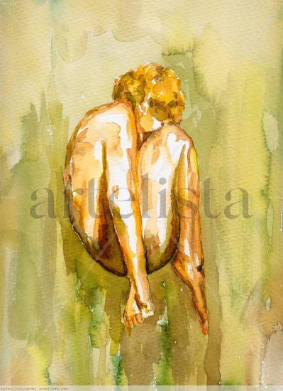 Espacio-1 Watercolour Paper Figure Painting