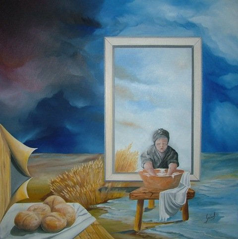 MInha Mae Amassa o Pao V_my mother loved the bread Oil Canvas Figure Painting