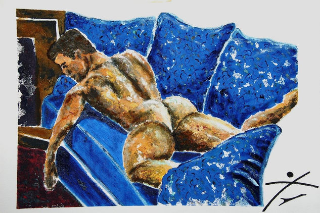 El sofá blau Media Mixta Cartulina Desnudos