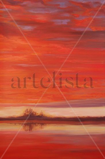 Atadecer en tonos naranja Oil Canvas Landscaping