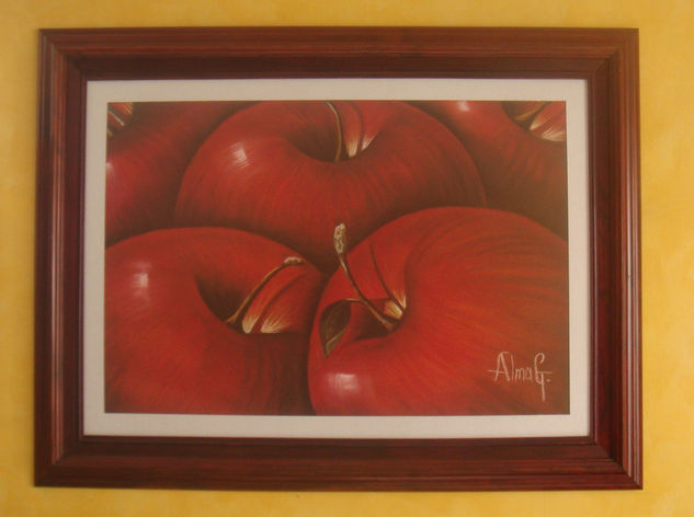 tentacion de manzanas Pastel Paper Still Life Paintings