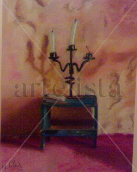 El candelabro. Pastel Paper Still Life Paintings