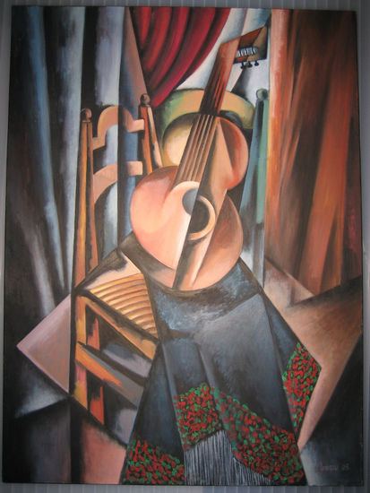 Guitarra y mantón Oil Canvas Still Life Paintings