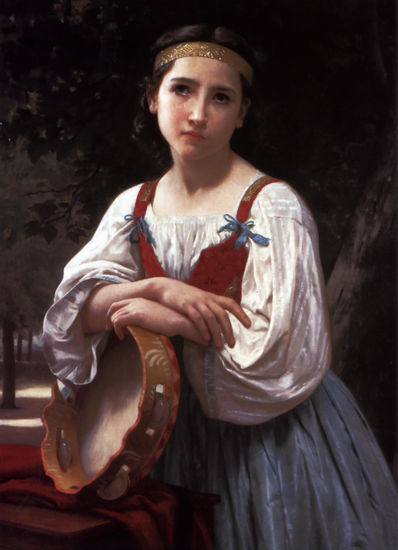 Gypsy girl with a basque drum copia de Bouguerau Óleo Lienzo Figura