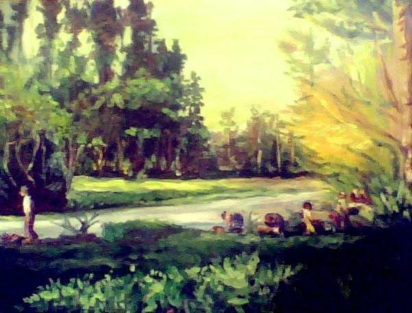 lavando la ropa del muerto Oil Canvas Landscaping