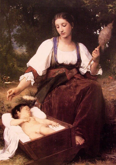 Lullaby Copia de W.A.Bouguereau Óleo Lienzo Figura