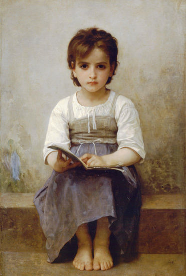 The difficult lesson Copia de W.A.Bouguereau Oil Canvas Figure Painting