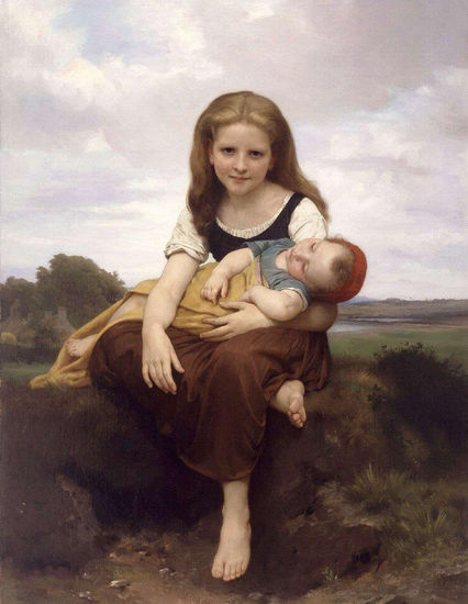 The Elder sister copia de W.A.Bouguereau Oil Canvas Figure Painting