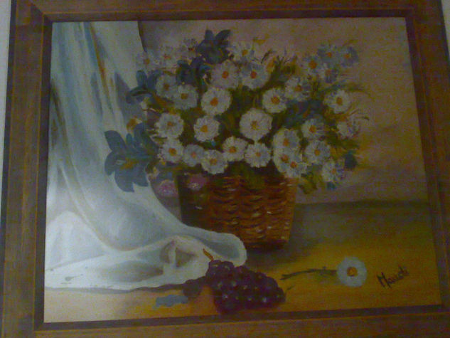 cesto de mimbre Óleo Lienzo Floral