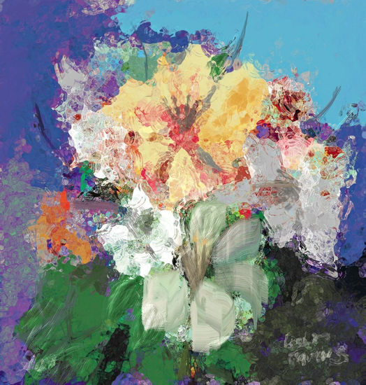 Flores-1 Mixed media Paper Floral Painting