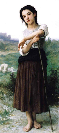 Young sheppherdess standing Copia de Bouguereau Óleo Lienzo Figura