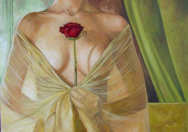 La suavidad de una rosa Oil Canvas Nude Paintings