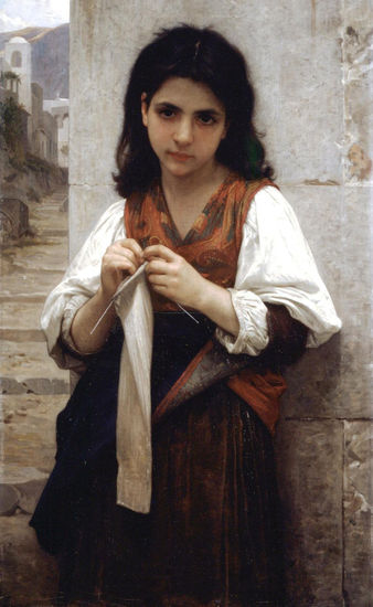 Tricoteuse Copia de Bouguereau Óleo Lienzo Figura