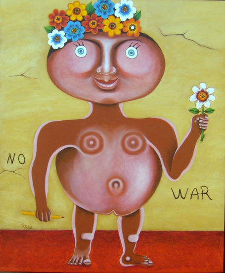 "No War" Acrylic Canvas Figure Painting