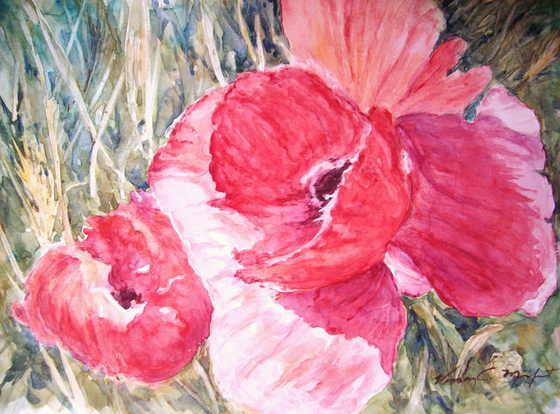 Amapolas II Acuarela Papel Floral