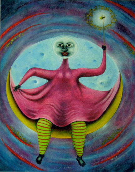 "La niña que se comió la luna" Acrylic Paper Figure Painting