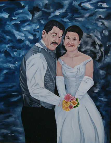 La Boda Latina 40 y 20 Óleo Lienzo Retrato