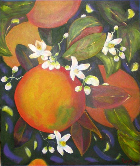 Naranjas,de otra manera Acrylic Canvas Still Life Paintings