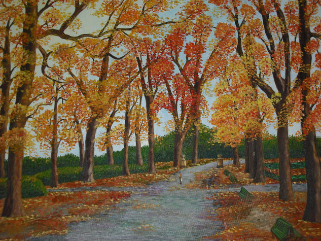 PASEANDO BAJO EL OTOÑO Oil Canvas Landscaping