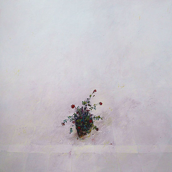 1051 rosal enano sobre suelo blanco 180 x 180 Oil Canvas Floral Painting