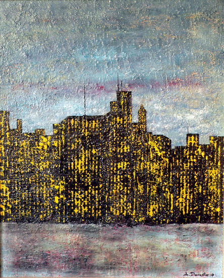 La ciudad que despierta Acrílico Tabla Paisaje