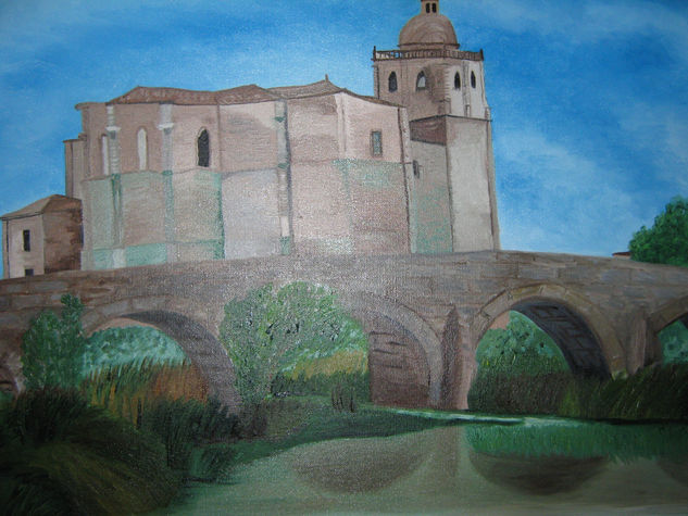 iglesia de la villa Óleo Lienzo Paisaje